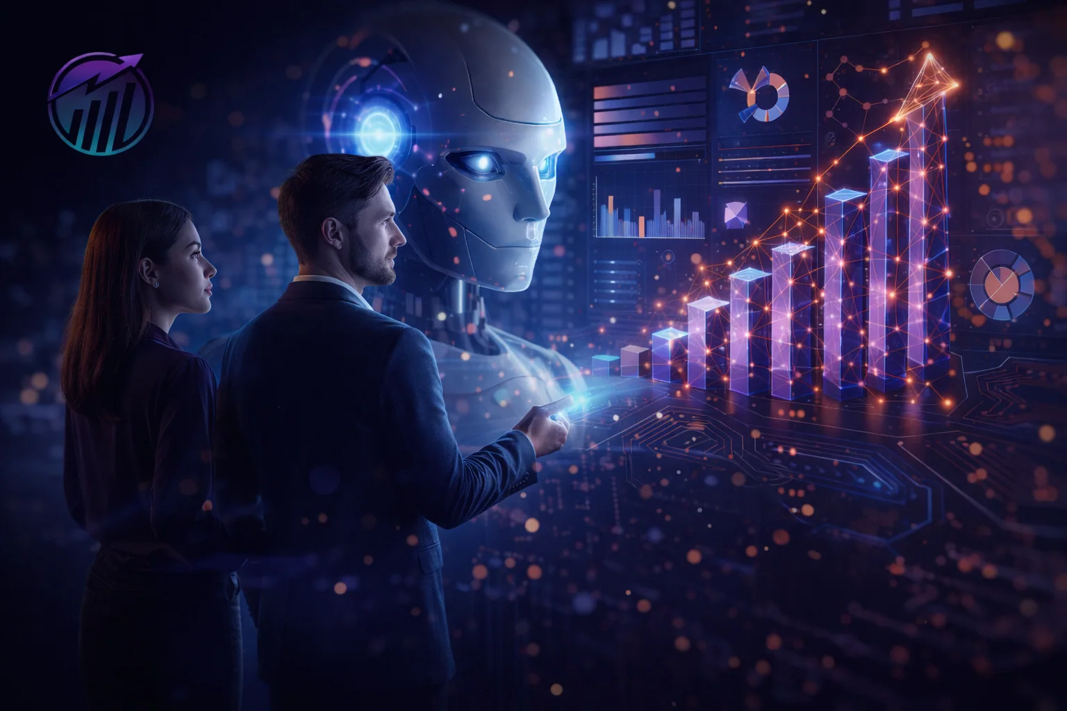 Business teams working with artificial intelligence
